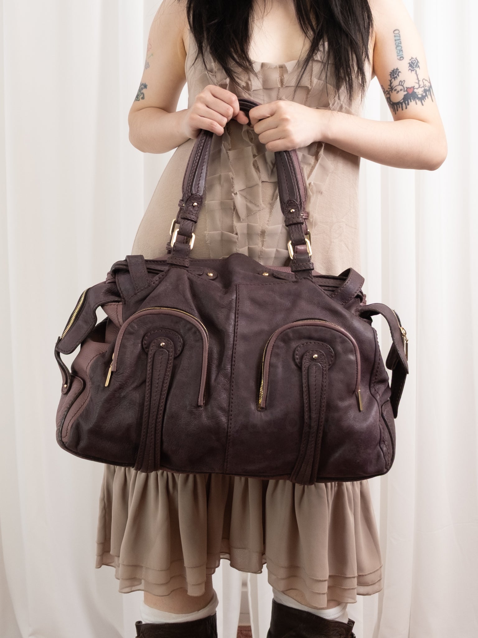 Jamin Puech Distressed Brown Leather Multi-Pocket Satchel – Taro's