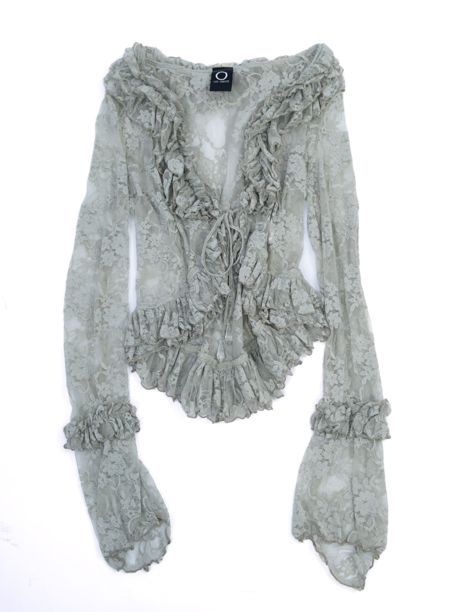 OZZ JAPAN LACE GREEN LACE BACK DIAMOND TIE FRONT CARDIGAN – Taro's