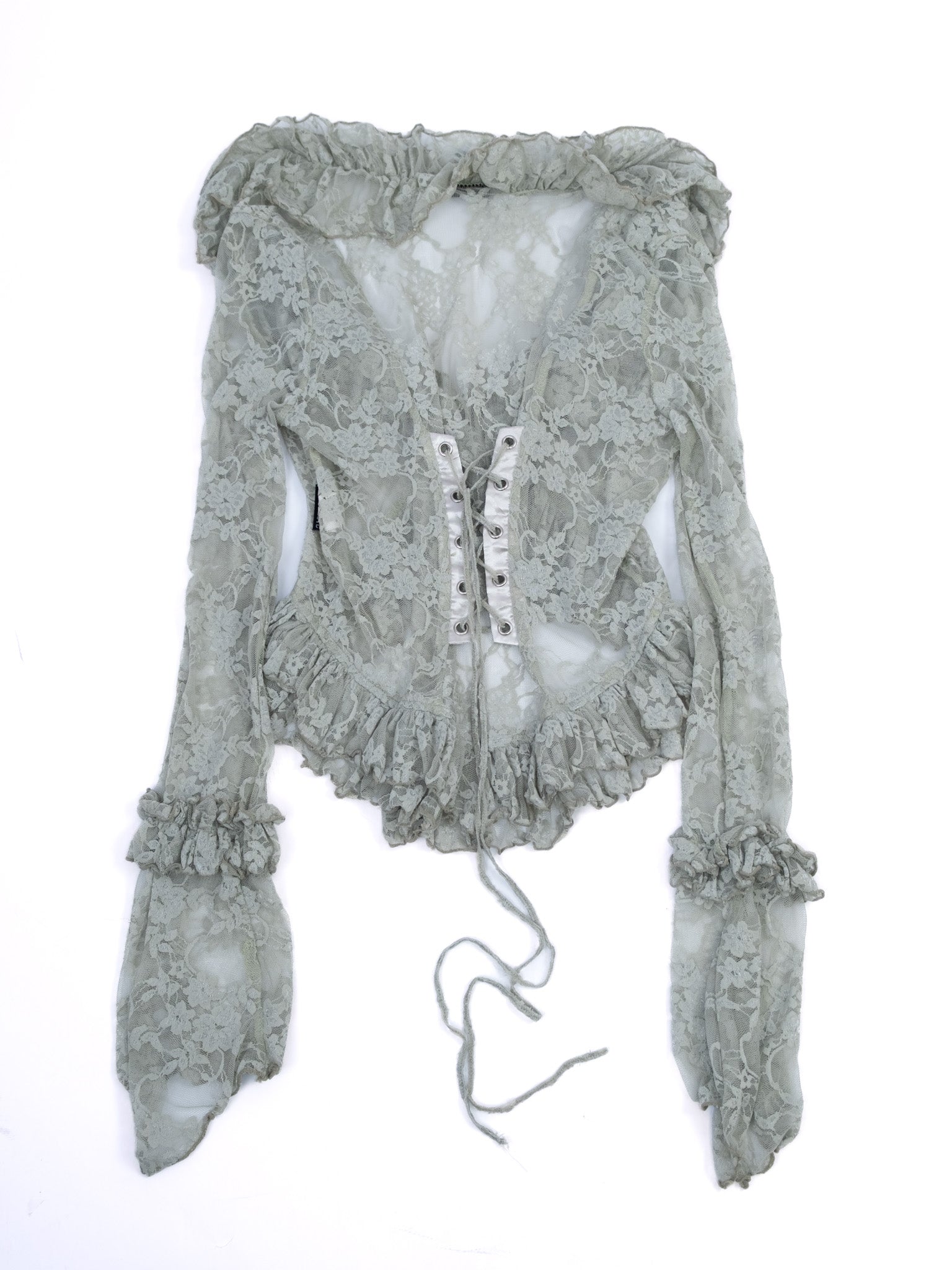 OZZ JAPAN LACE GREEN LACE BACK DIAMOND TIE FRONT CARDIGAN – Taro's