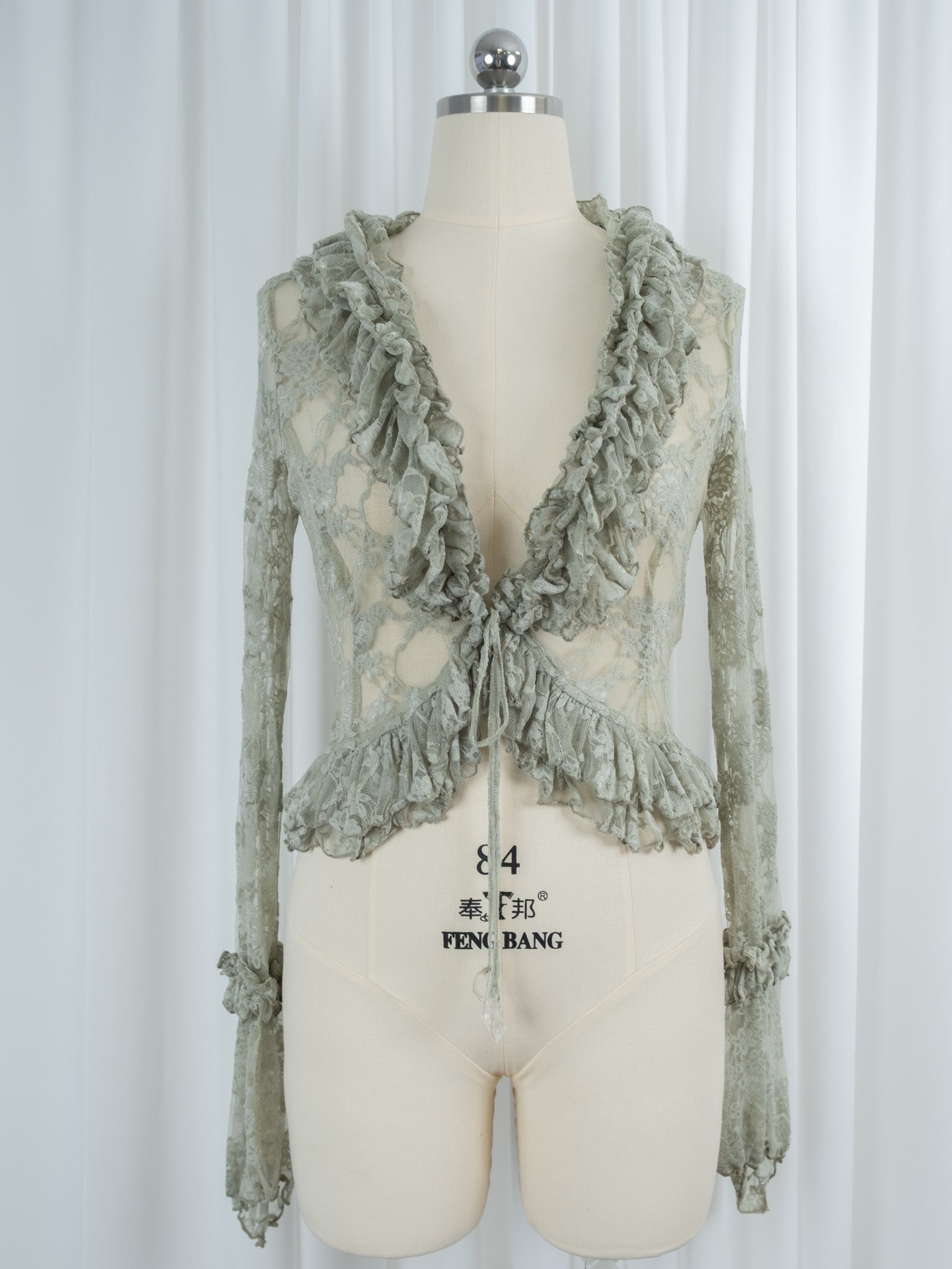 OZZ JAPAN LACE GREEN LACE BACK DIAMOND TIE FRONT CARDIGAN – Taro's