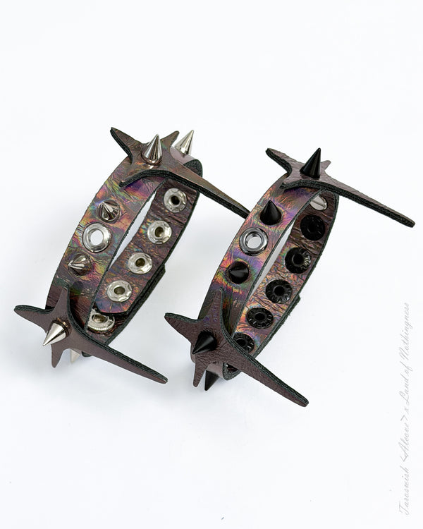 HOLOGRAPHIC LEATHER CROSS ARM CUFF| LAND OF NOTHINGNESS